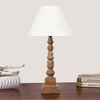 Devansh Off-White Cotton Vintage Straight Pleated   Lamp With Wood Base (12X12X22.75)