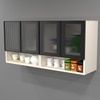 Aluminium Black Profile 4 Fluted Glass Handless Shutter With Space Organizer In Highland Pine Finish