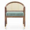 Hayworth Lounge Chair in Teak Finish and Dusty Turquoise Velvet Colour
