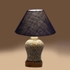 Devansh Conical Blue Jute Shade Lamp With Wood & Mosaic Glass Base For Decoration/Office/Home/Gifting/Study For Decoration/Office/Home/Gifting/Study -(10X10X14.5) Inches -A
