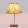 Devansh Off-White Cotton Vintage  Lamp With Natural  Wood Base  & Steel Pipe (12X17.75)