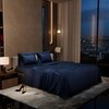 Stoa Paris Satin Bedsheet King Size with 2 Pillow Covers heet King Mystique Blue