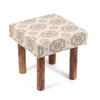 Kingsville Solid Wood Stool in Grey Traditional Motif Design Jackard fabric
