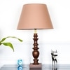 Akira hand crafted Solid wood walnut finish Table Lamp With Beige Cotton Shade