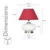 MALOTO Frosted White Glass and Chrome Finish Metal Table Lamp With Maroon Cotton Shade