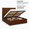 Vanya Solid Wood Compact King Bed Hydraulic Storage Provincial Teak Finish Mattress 72 x 72 Inches