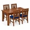 Globally Indian Mayura Solid Sheesham Wood 4 Seater Dining Table Set 4 Chairs Navy Blue