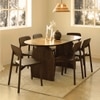 Emiko Solid Wood Dining Table with Six Chairs in Brown Colour
