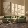 Zenliving Wood 3 Seater With Upholstery Non Storage Sofa In Green Colour