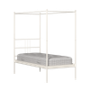 Perryn Four Poster Metal Non Storage Single Bed in Glossy Ivory Finish