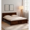 Rimz Solid Wood Queen  Size Upholstered Bed Without Storage (Honey Finish)
