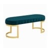 Doe Buck Upholstered Oval Bench in Teal Colour with Gold Loop Legs