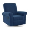 Diaz Rocker Swivel Recliner Blue Micro Velvet