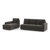 Apollo Fabric Sectional Sofa (Colour : Smoke, Cushion : Soft, Back Type : Regular, Seating Capacity : Left Aligned 3 Seater + Left Aligned Chaise + Ottoman)