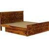 Moglis Solid Wood Queen  Size Bed With Drawer Storage Bed In Honey Oak Finish