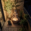 Beige Fiber Vespera Glass Lotus Buddha Indoor Water Fountain