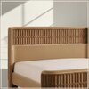 Heritage Cane Upholstered King Size Bed in Linen With Oak wood Frame
