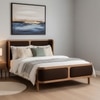 Valerio Duo-Panel Luxe Queen Size Bed in Chocolate Brown colour Velvet with Oak wood Frame