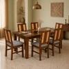 Globally Indian Giselle Solid Sheesham Wood 6 Seater Dining Table Set 6 Chairs Terracotta Orange