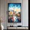 The Castle Decor European Canal Street Wall Painting Framed Artwork 20x30 Inch