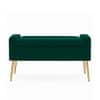 Doe Buck Upholstered Storage Bench in Green Colour with Gold Legs