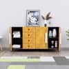 Hexa Red Multipurpose Storage Cabinet With 4 Drawer 3 Door in Slate Grey And Giant Wood Colour