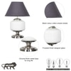 RAMZI Chrome Finish Metal And Frosted White Glass Table Lamp With Black Cotton Shade