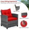 Carry Bird Wicker Patio Furniture Outdoor Balcony Chairs In Grey And Red Colour