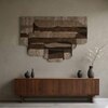 Abstract Handmade Natural Wool Wall Art Beige Brown Layered 4 x 6 Feet