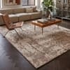 Distressed Traditional Ivory Brown Wool Silk Hand Tufted Area Rug 6x9