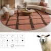 Handmade Round Wool Rug Modern Pink Brown 4 Feet Carpet