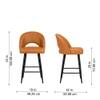 Doe Buck Luxury Tan Faux Leather Counter Height Bar Stool Chair with Black Metal Legs