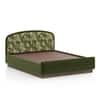 Eden Upholstered King Size Hydraulic Storage Bed In Berry Orchid Colour with Danish Walnut Finish
