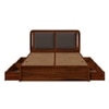 Lotus Solid Wood King  Size Upholstered Bed With Drawer Storage (Honey Oak Finish)