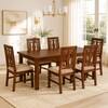 Globally Indian Ananta Solid Sheesham Wood 6 Seater Dining Table Set 6 Chairs Beige