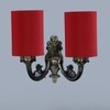 Devansh Metal Electric Wall Light in Antique Gold Colour with Red Shade Count of 2 Lights