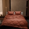 Stoa Paris Comforter Set Double Bed, 300TC Satin Double Bed Comforters in Melted Caramel