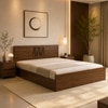 Graces Engineered Wood Queen  Size Bed With Box Storage (Walnut Finish)