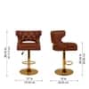Doe Buck Verona Faux Leather Adjustable Bar Stool in Brown Colour with Gold Base