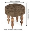Roswell Sheesham Wood   Round Stool in Green Sparkle Velvet Upholstery