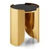 Belle Round Black Mirror and Metal Side Table in Gold finish
