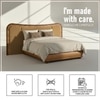 Elowen Softline Queen Size Bed in velvet With Oak wood Frame & Hydraulic Storage