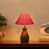 Devansh Pink Jute Table Lamp With  Wood Natural Base (10X12.5 Inches)-33