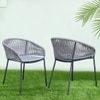 Coral Outdoor Table Set with 1 Table and 2 Chairs in Metal Grey