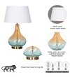 Kingham Bottle Green Amber Finish Glass And Amber Glass Table Lamp With White Cotton Shade