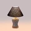 Devansh Conical Blue Jute Shade Lamp With Wood & Mosaic Glass Base For Decoration/Office/Home/Gifting/Study For Decoration/Office/Home/Gifting/Study -(10X10X14.5) Inches -A