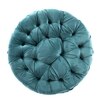 Louisville Acacia Wood Accent Round Pouf Stool in Turquoise