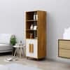 Hexa Engineered Wood Bookshelf Multipurpose Storage Rack in Giant Wood and Frosty White Colour