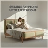 Valerio Duo-Panel Luxe Queen Size Bed in Green colour Velvet with Oak wood Frame