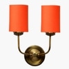 Devansh Metal Electric Wall Light in Gold Colour with Orange Shade Count of 2 Lights
